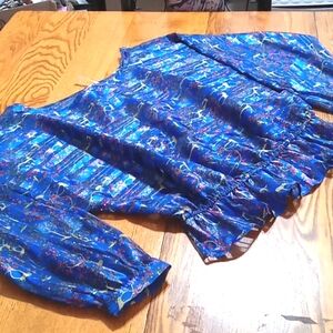 Free People Womens MEDIUM Shirt NEW Top Blouse Summer SHEER BLUE Floral Flowers